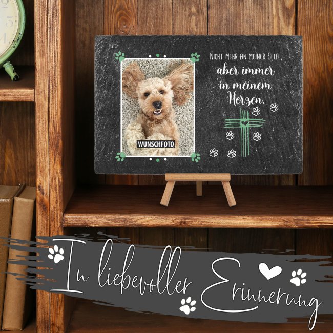 Tier-Schieferplatte mit Foto - Immer in meinem Herzen