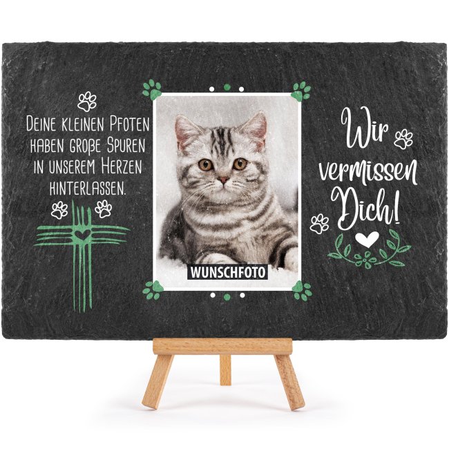 Tier-Schieferplatte mit Foto - Wir vermissen dich