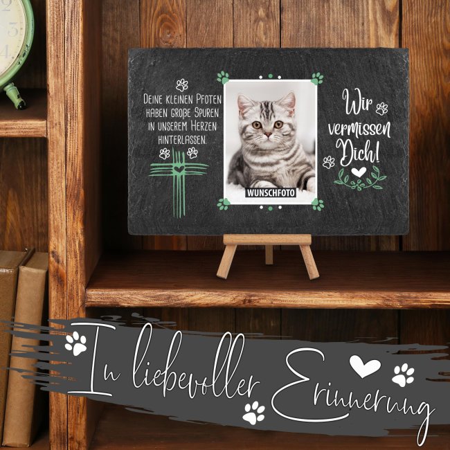 Tier-Schieferplatte mit Foto - Wir vermissen dich