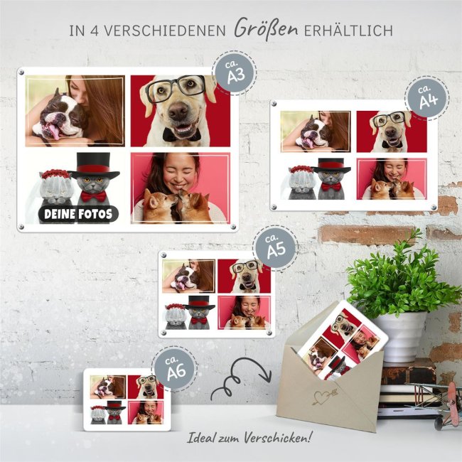 Blechschild - Collage mit 4 Fotos - A5
