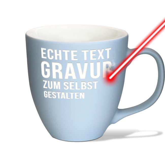 Matte Mahlwerck XXL Jumbotasse aus Porzellan mit Gravur - Baby Blue