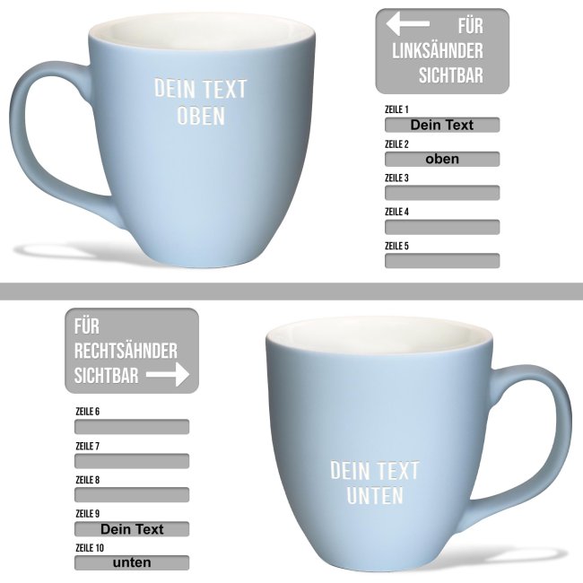 Matte Mahlwerck XXL Jumbotasse aus Porzellan mit Gravur - Baby Blue