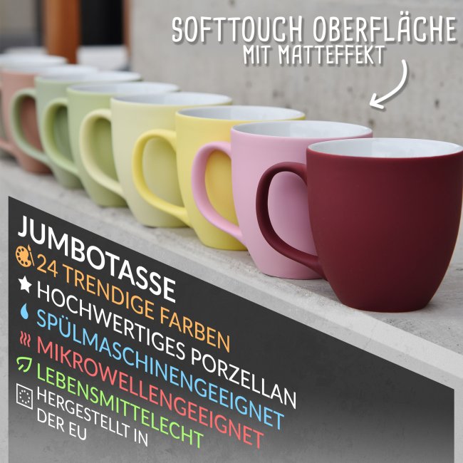 Matte Mahlwerck XXL Jumbotasse aus Porzellan mit Gravur - Diamond Black