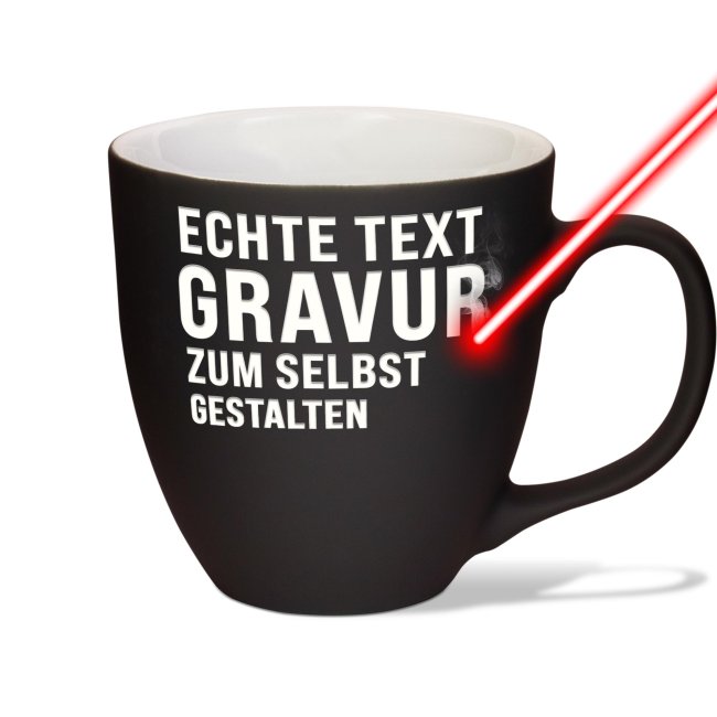 Matte Mahlwerck XXL Jumbotasse aus Porzellan mit Gravur - Diamond Black