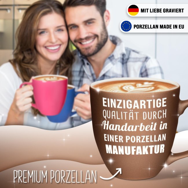 Matte Mahlwerck XXL Jumbotasse aus Porzellan mit Gravur - Mystery Copper