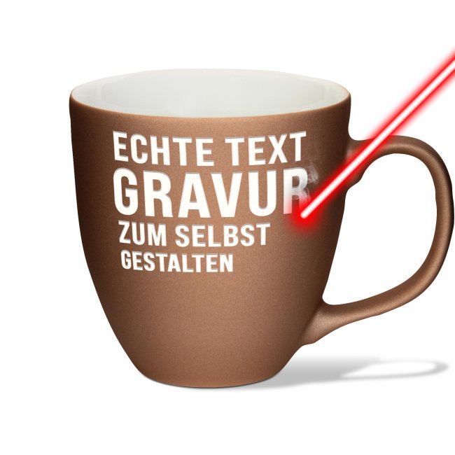 Matte Mahlwerck XXL Jumbotasse aus Porzellan mit Gravur - Mystery Copper