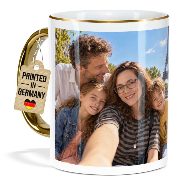Fototasse selbst gestalten - mit Rand &amp; Henkel Gold