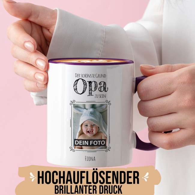 Fototasse f&uuml;r den Opa - Der sch&ouml;nste Grund Opa zu sein - Violett