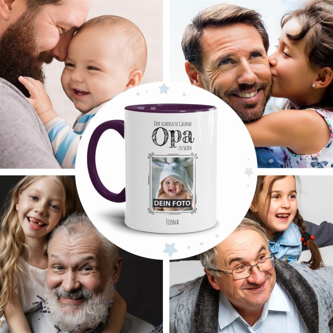 Fototasse f&uuml;r den Opa - Der sch&ouml;nste Grund Opa zu sein - Violett