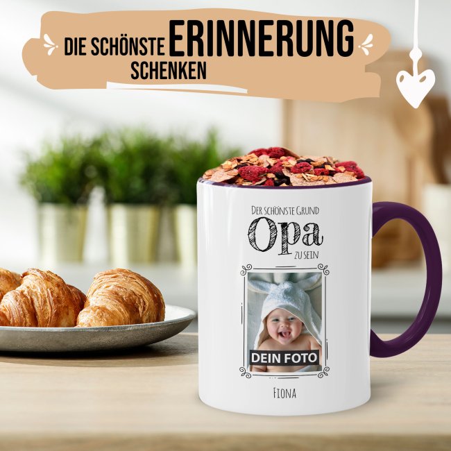 Fototasse f&uuml;r den Opa - Der sch&ouml;nste Grund Opa zu sein - Violett