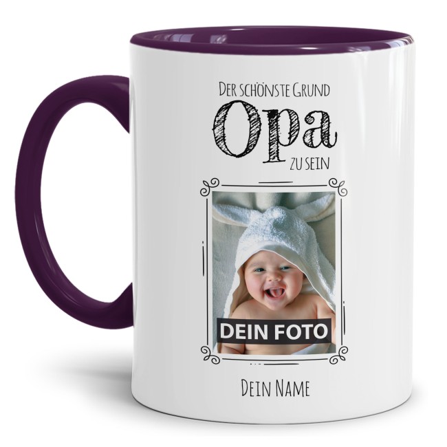 Fototasse f&uuml;r den Opa - Der sch&ouml;nste Grund Opa zu sein - Violett