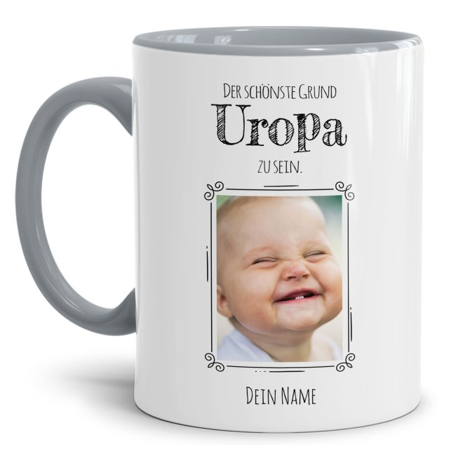 Fototasse f&uuml;r den Uropa - Der sch&ouml;nste Grund Uropa zu sein - Grau