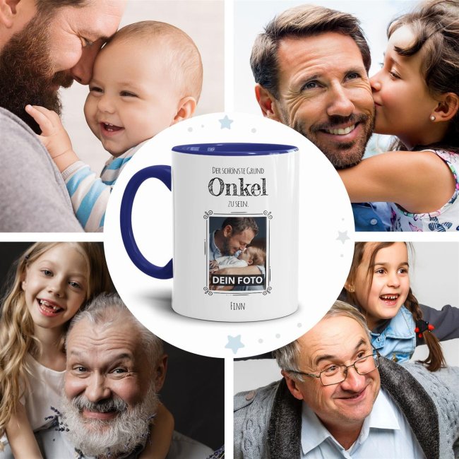 Fototasse f&uuml;r den Onkel - Der sch&ouml;nste Grund Onkel zu sein - Dunkelblau