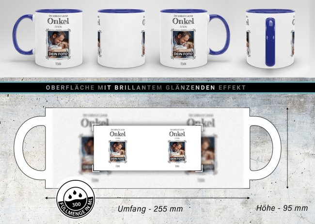 Fototasse f&uuml;r den Onkel - Der sch&ouml;nste Grund Onkel zu sein - Dunkelblau