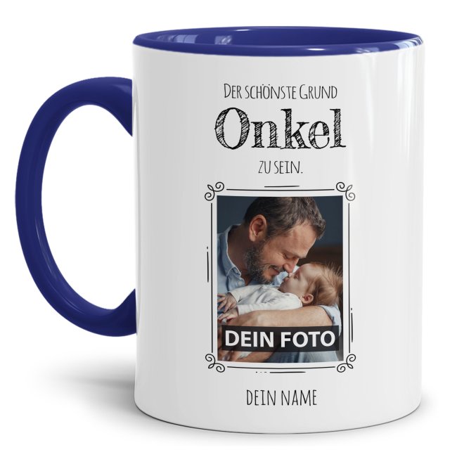 Fototasse f&uuml;r den Onkel - Der sch&ouml;nste Grund Onkel zu sein - Dunkelblau