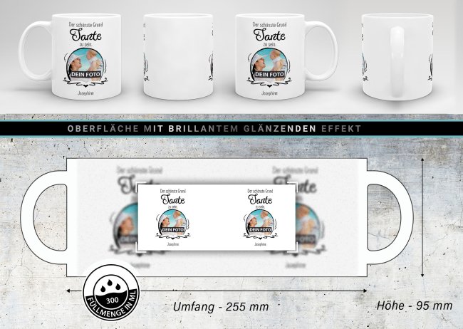 Fototasse f&uuml;r die Tante - Der sch&ouml;nste Grund Tante zu sein - Wei&szlig;