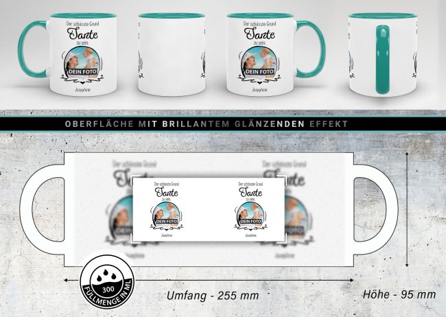 Fototasse f&uuml;r die Tante - Der sch&ouml;nste Grund Tante zu sein - T&uuml;rkis