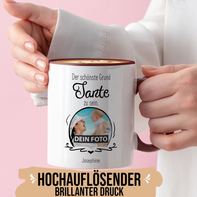 Fototasse f&uuml;r die Tante - Der sch&ouml;nste Grund Tante zu sein - Weinrot