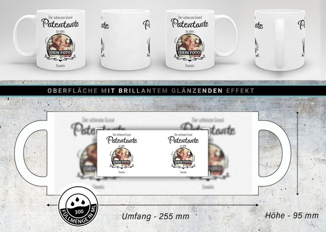 Fototasse f&uuml;r die Patentante - Der sch&ouml;nste Grund Patentante zu sein - Wei&szlig;