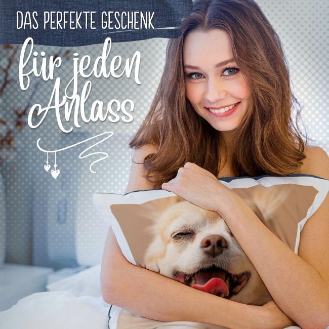 Fotokissen - R&uuml;ckseite Dunkelblau gemustert - mit F&uuml;llung