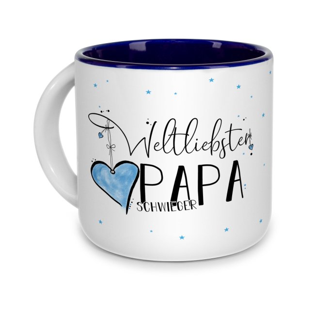 Pott-Tasse - weltliebster Schwiegerpapa - Innen Dunkelblau