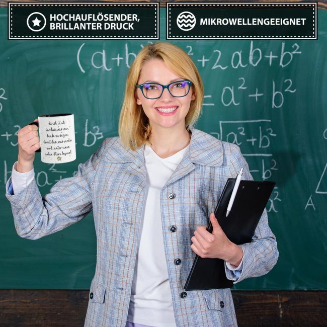 Tasse - Es ist Zeit, Danke zu sagen - Innen &amp; Henkel Schwarz