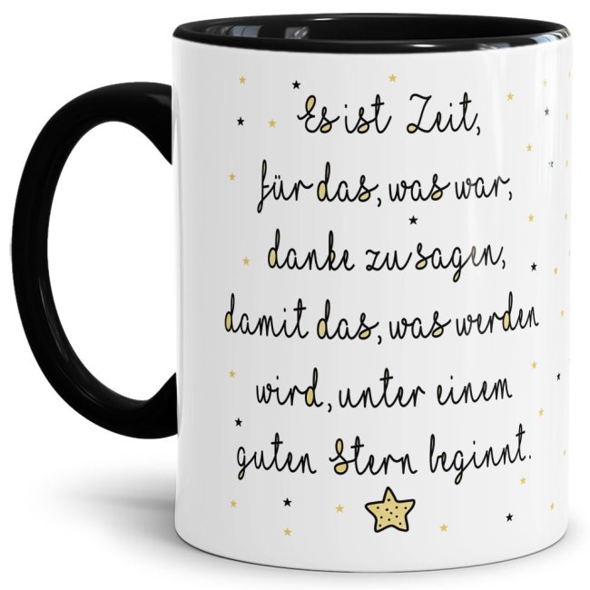 Tasse - Es ist Zeit, Danke zu sagen - Innen &amp; Henkel Schwarz