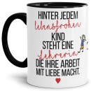 Tasse - Lehrerin, die ihre Arbeit liebt - Innen & Henkel...