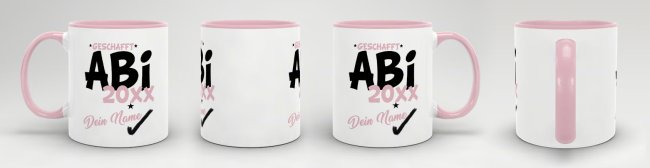 Tasse - Abi geschafft 20XX - mit Wunschname - Rosa