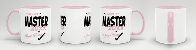 Tasse - Master geschafft 20XX - mit Wunschname - Rosa