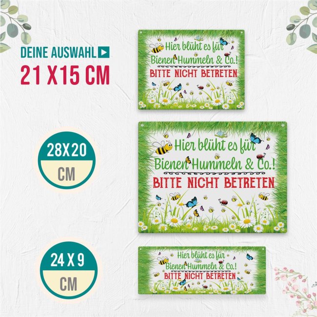 Outdoorschild - Hier bl&uuml;ht es f&uuml;r Bienen &amp; Co - 21 x 15 cm