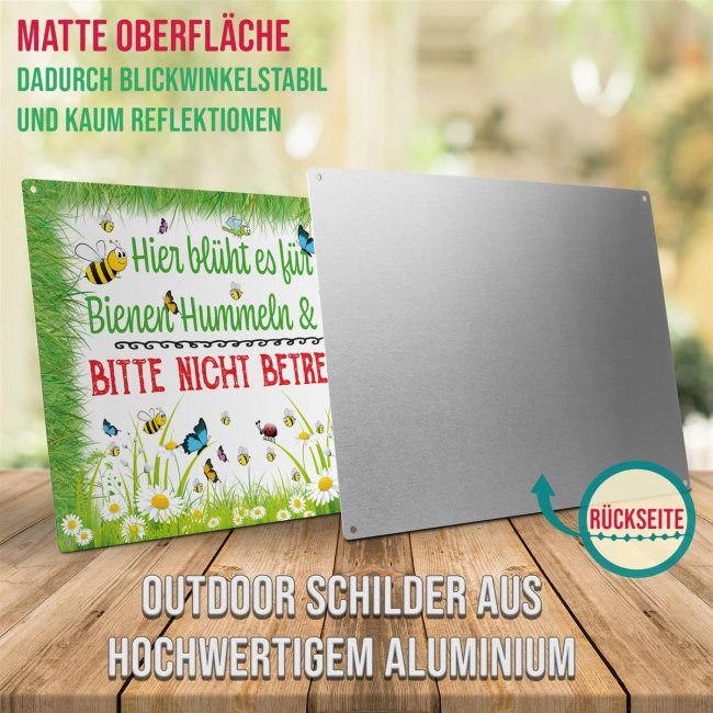 Outdoorschild - Hier bl&uuml;ht es f&uuml;r Bienen &amp; Co - 21 x 15 cm