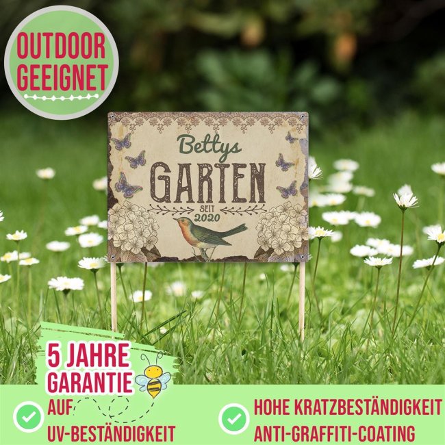 Outdoorschild - Garten seit - mit Wunschname und Jahr