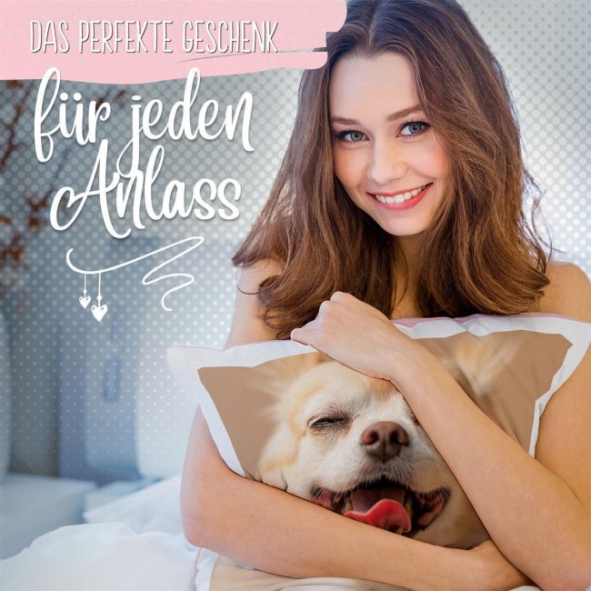 Fotokissen flauschig-weich - R&uuml;ckseite Rosa - mit F&uuml;llung