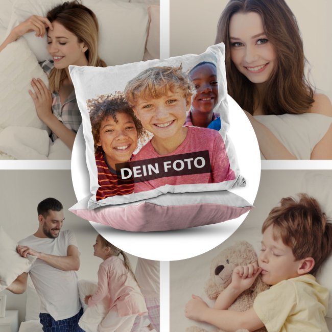 Fotokissen flauschig-weich - R&uuml;ckseite Rosa - mit F&uuml;llung