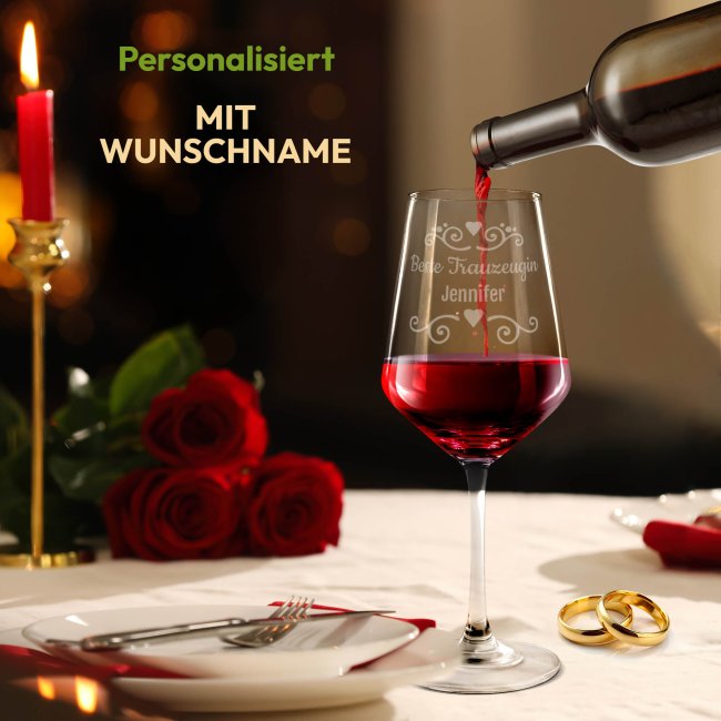 Rotweinglas mit Gravur - Beste Trauzeugin - mit Name