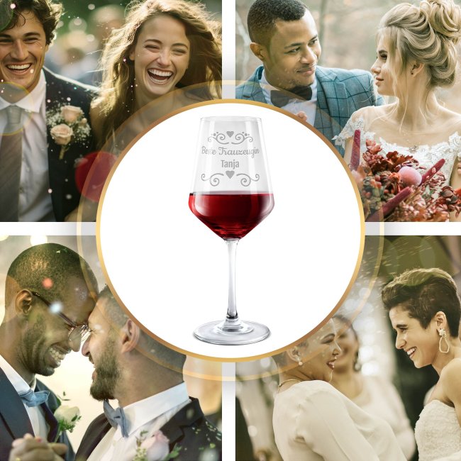 Rotweinglas mit Gravur - Beste Trauzeugin - mit Name