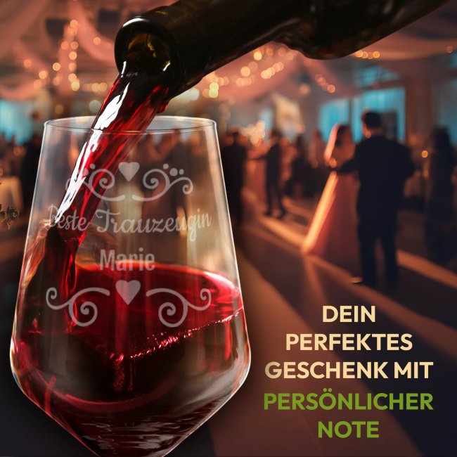 Rotweinglas mit Gravur - Beste Trauzeugin - mit Name