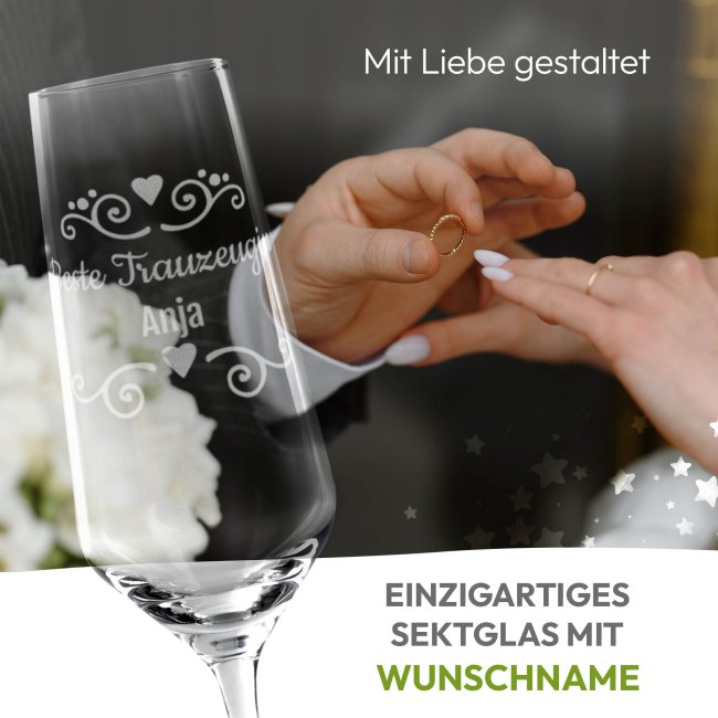 Sektglas mit Gravur - Beste Trauzeugin - mit Name