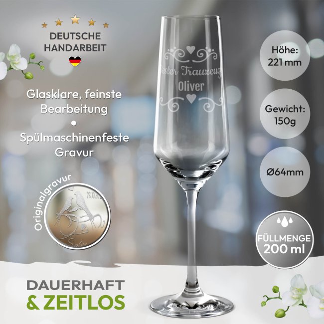 Sektglas mit Gravur - Bester Trauzeuge - mit Name