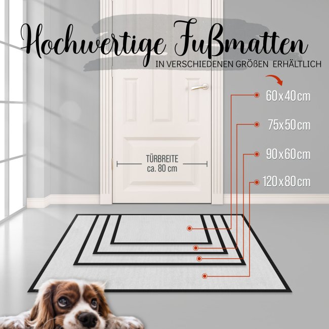 Fu&szlig;matte mit Name - Herzlich Willkommen - Rustikal - 60 x 40 cm