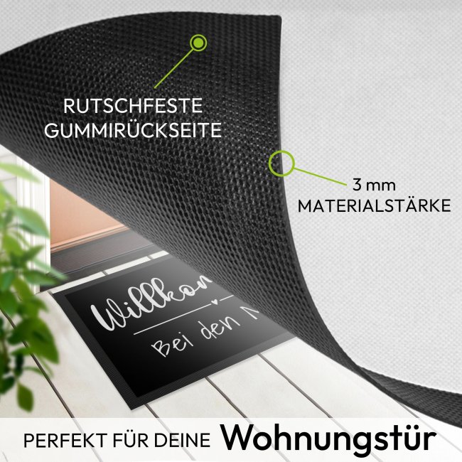 Fu&szlig;matte eine Zeile Wunschtext - Willkommen Herz