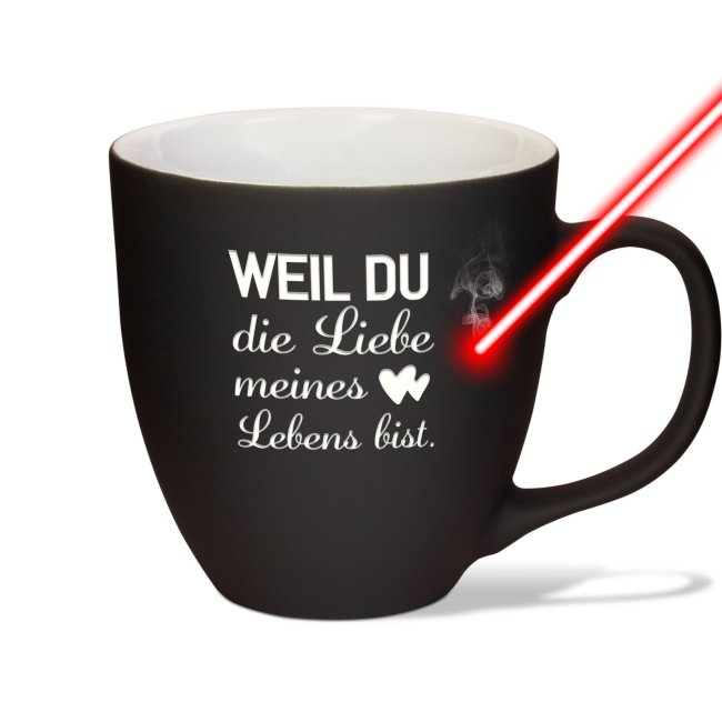 XXL Porzellantasse mit Gravur Liebe meines Lebens Diamond Black