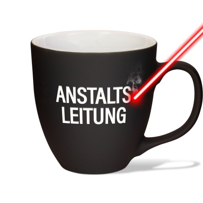 Samtig-matte Porzellantasse mit Gravur - XXL Jumbotasse - Anstaltsleitung - Diamond Black