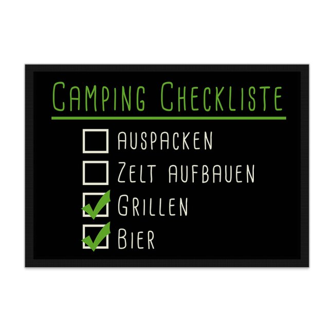 Lustige Fu&szlig;matte Camping - Camping Checkliste