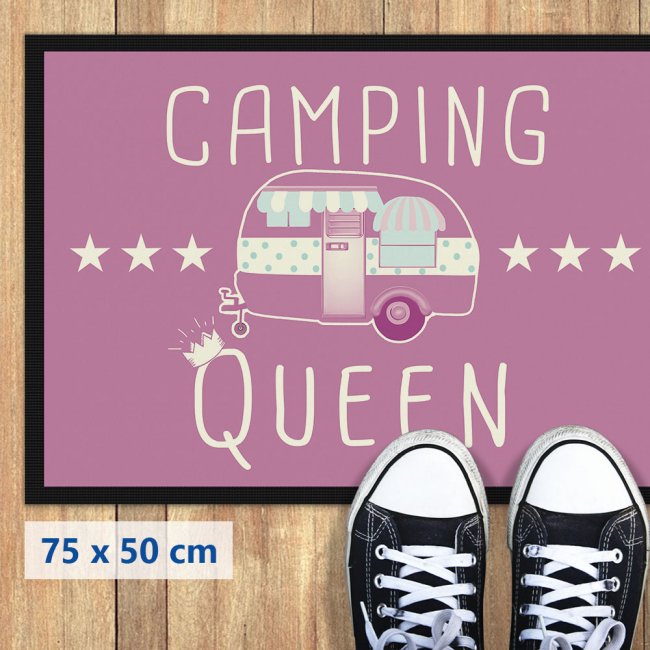 Camping Fu&szlig;matte mit lustigem Spruch - Camping Queen - 75 x 50 cm