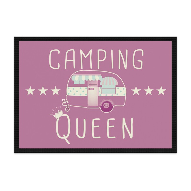 Camping Fu&szlig;matte mit lustigem Spruch - Camping Queen - 75 x 50 cm