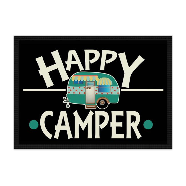 Camping Fu&szlig;matte mit lustigem Spruch - Happy Camper - 75 x 50 cm