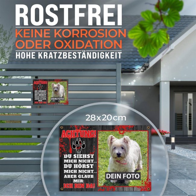 Hunde-Outdoorschild - Du siehst mich nicht aber ich bin da mit Foto