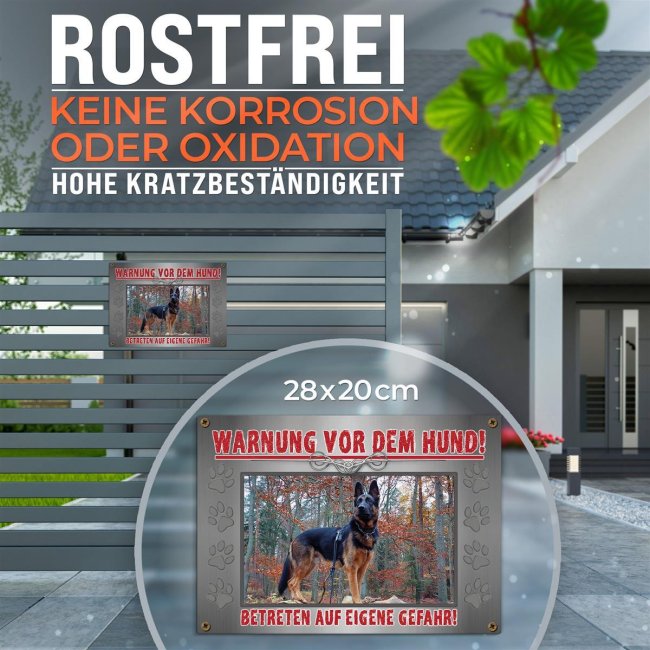 Hunde-Outdoorschild - Warnung vor dem Hund - mit Foto - 28 x 20 cm